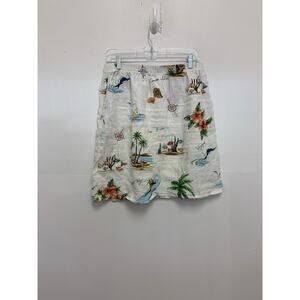 Hot Cotton Linen Coastal Beach Print Skirt Size Large